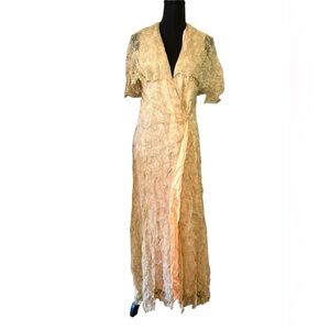 Vintage Scarbrough’s 1930s Peach Ecru Lace Tea Wedding Garden Gown